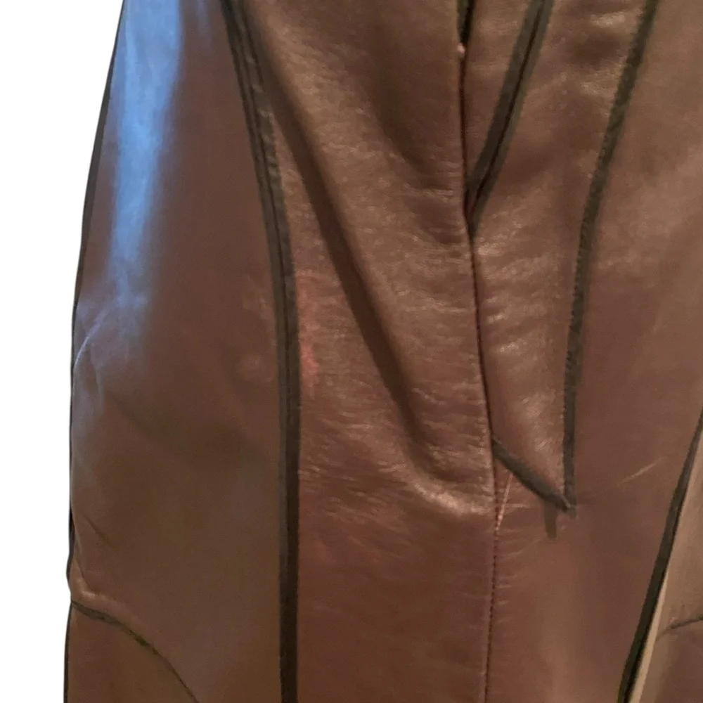 J. Mendel Brown Leather Midi Skirt